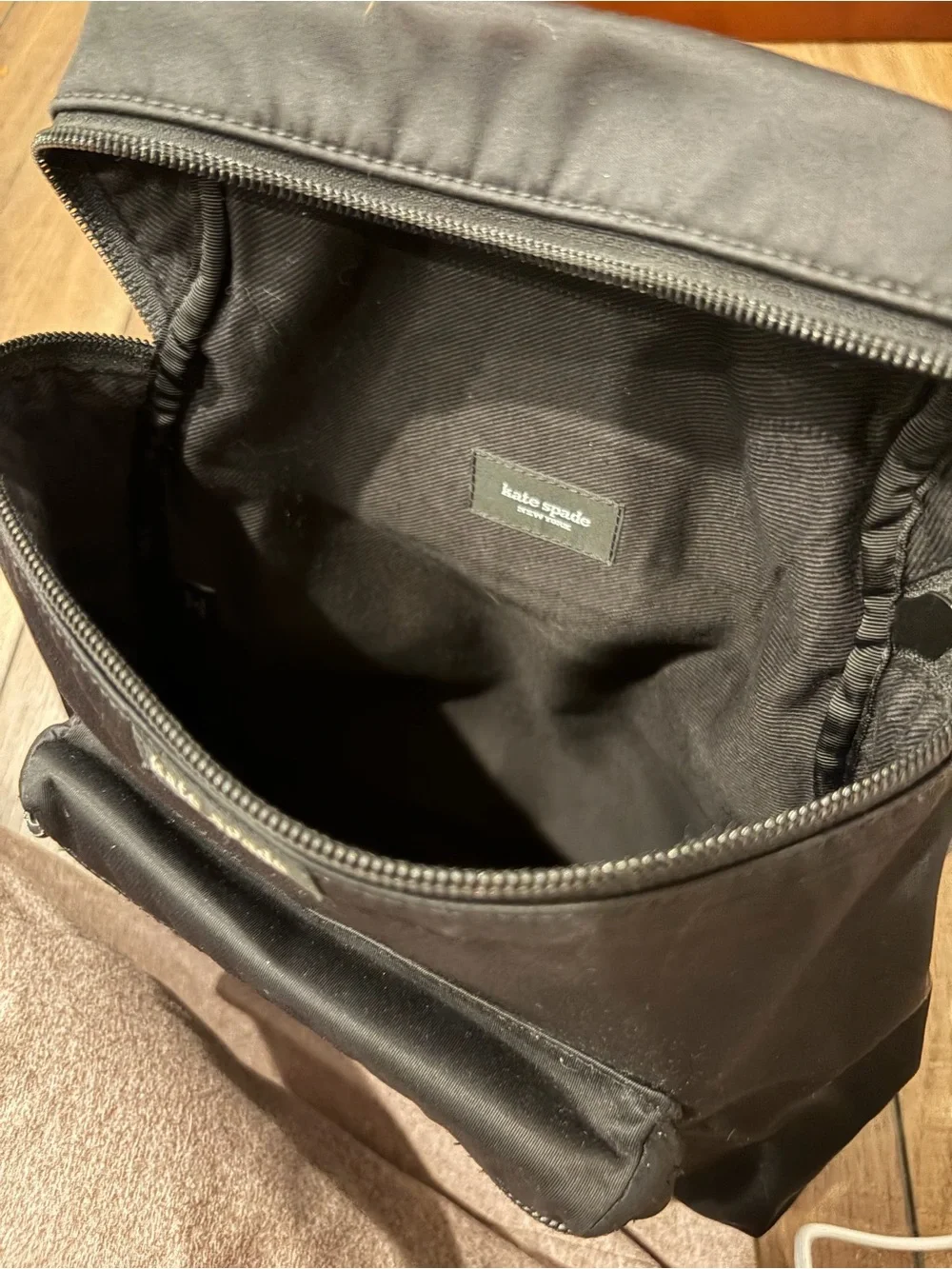 kate spade black nylon mini backpack with front zip pocket